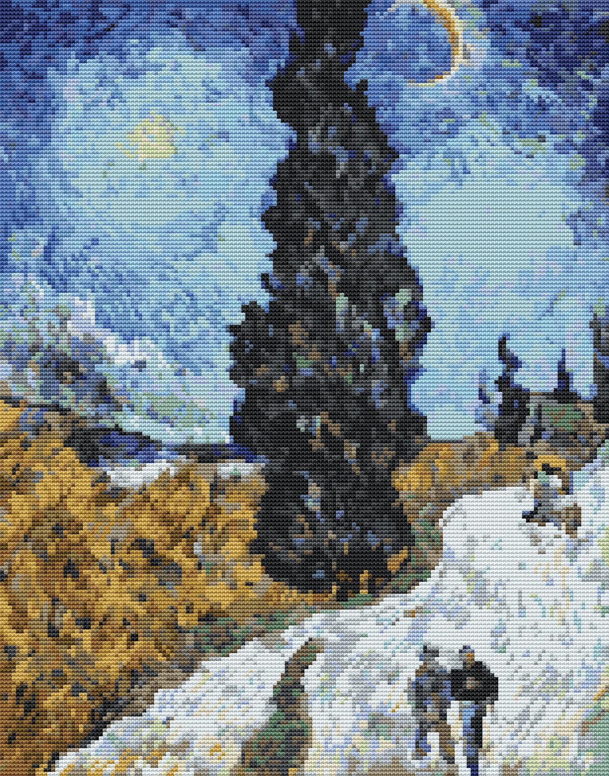 Country Road in Provence Night Cross Stitch Pattern - Premium Cross Stitch Pattern - Vincent Van Gogh
