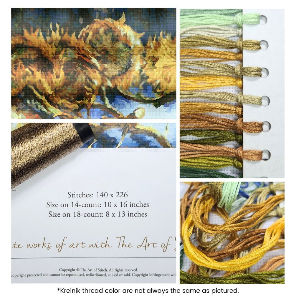 Still Life with Four Sunflowers Counted Cross Stitch Kit Vincent Van Gogh