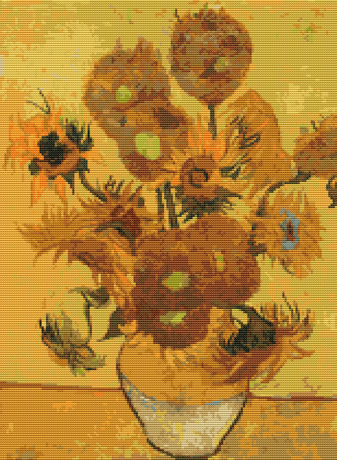 Still Life Vase with Fifteen Sunflowers Cross Stitch Pattern - Premium Cross Stitch Pattern - Vincent Van Gogh