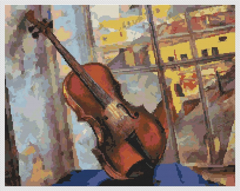 A Violin Counted Cross Stitch Pattern Kuzma Petrov Vodkin