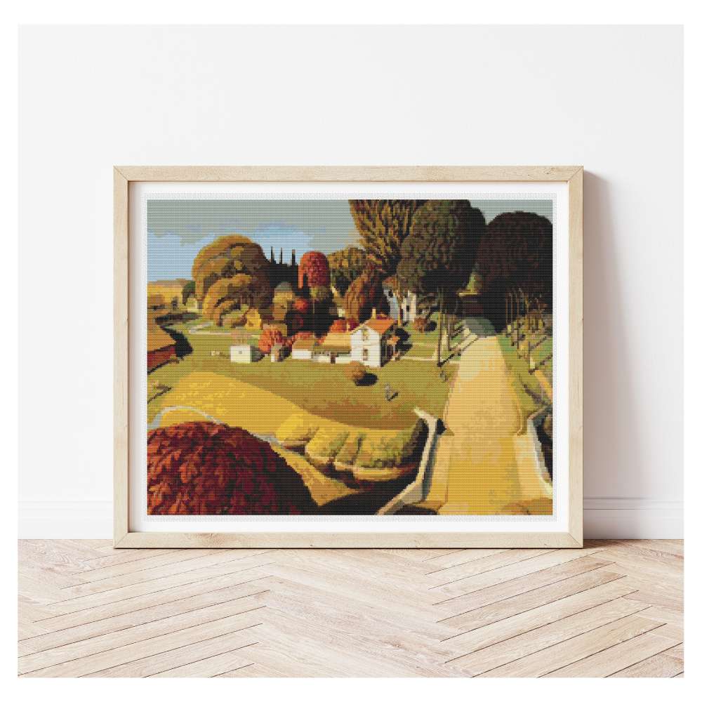 Birthplace of Herbert Hoover Counted Cross Stitch Pattern Grant Wood