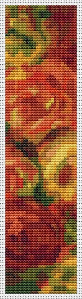 Armful of Roses Bookmark Counted Cross Stitch Pattern Pierre-Auguste Renoir