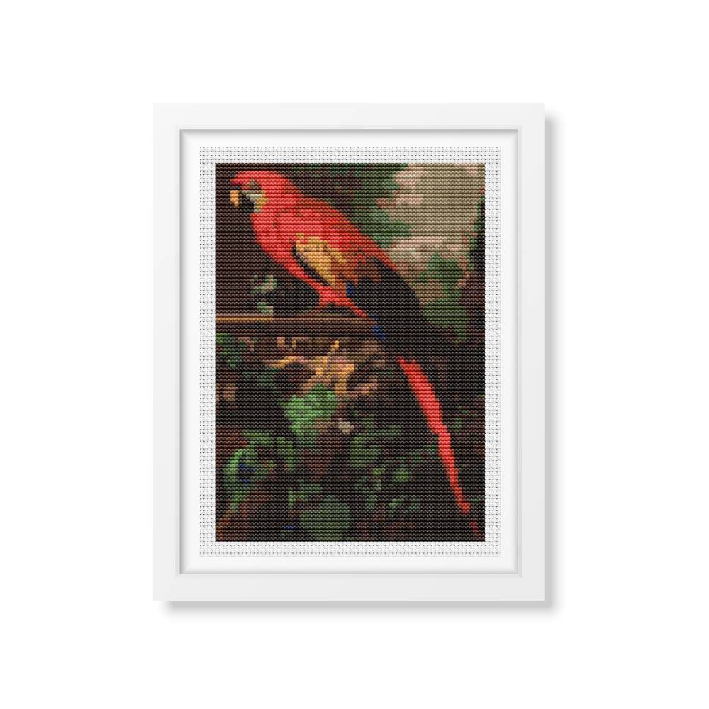 A Scarlet Macaw in a Landscape Mini Counted Cross Stitch Pattern Jakob Bogdany