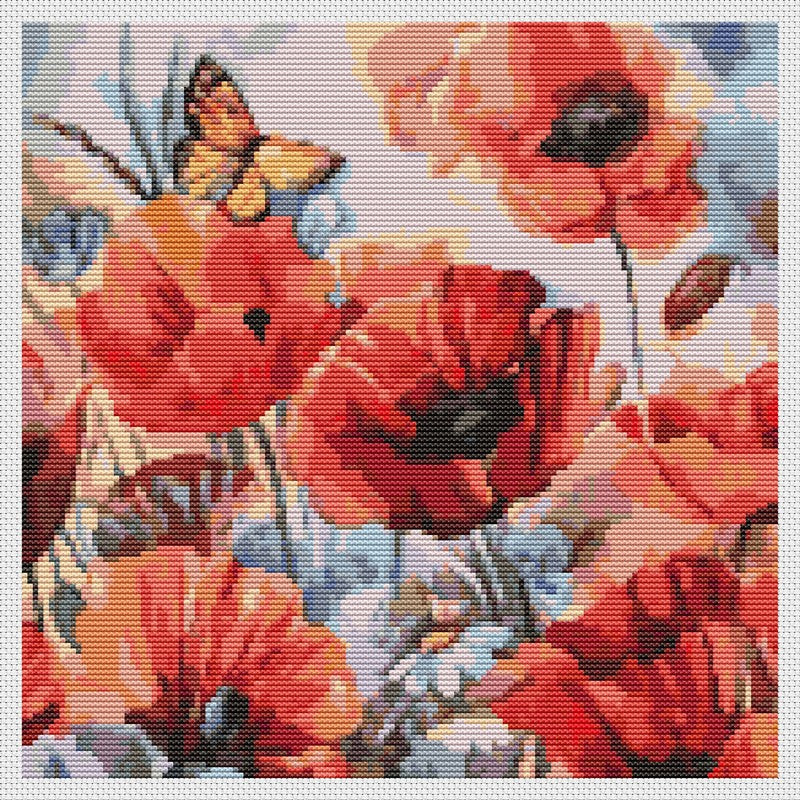 Poppies in Bloom Counted Cross Stitch Pattern The Art of Stitch