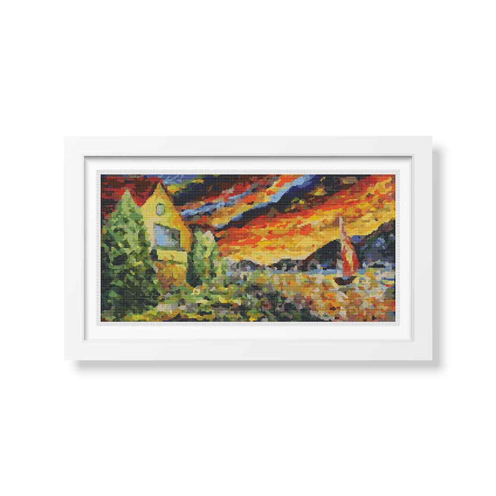 Watercolor House Counted Cross Stitch Pattern The Art of Stitch