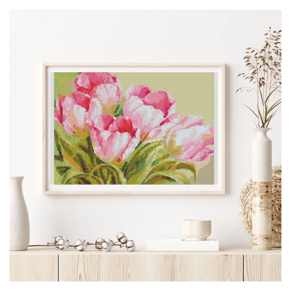 Pink Tulips Counted Cross Stitch Pattern The Art of Stitch