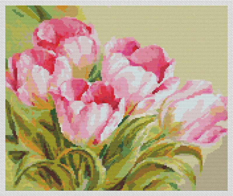 Pink Tulips Counted Cross Stitch Pattern The Art of Stitch