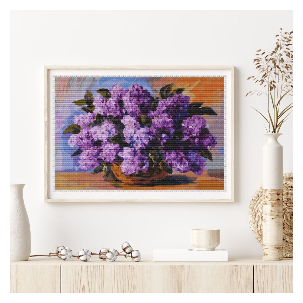 Lilacs in a Vase Counted Cross Stitch Pattern The Art of Stitch