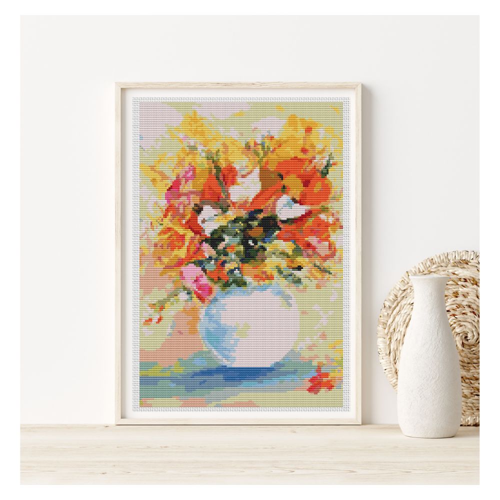 Flowers in a Vase Counted Cross Stitch Pattern The Art of Stitch