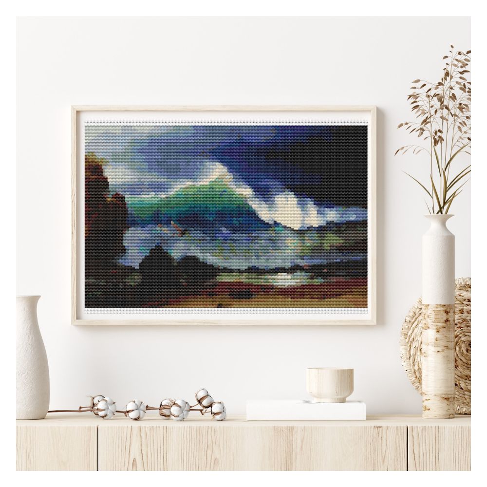 The Shore of the Turquoise Sea Counted Cross Stitch Pattern Albert Bierstadt