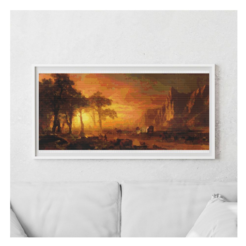 Emigrants Crossing the Plains Counted Cross Stitch Pattern Albert Bierstadt