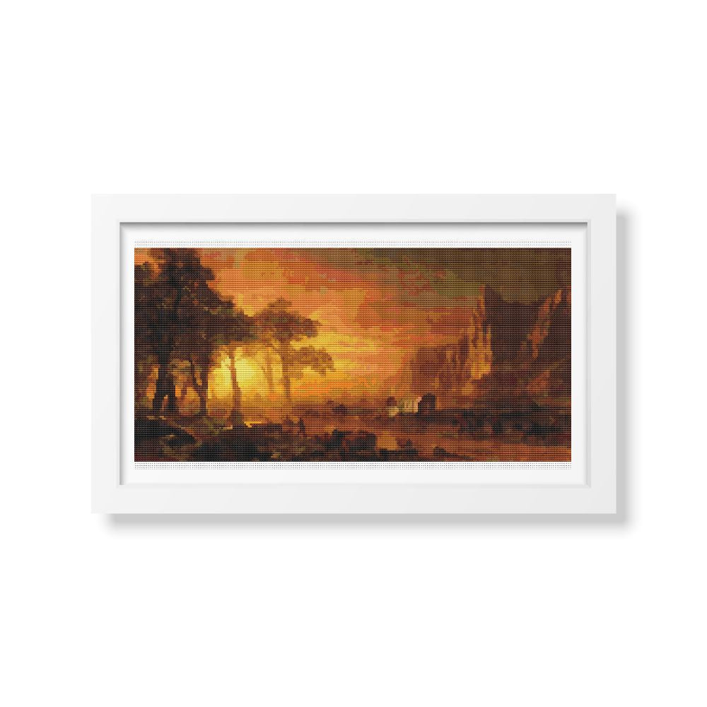 Emigrants Crossing the Plains Counted Cross Stitch Pattern Albert Bierstadt