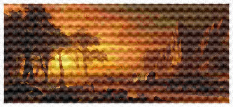 Emigrants Crossing the Plains Counted Cross Stitch Pattern Albert Bierstadt