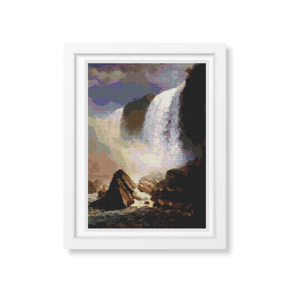 Falls of Niagara From Below Counted Cross Stitch Pattern Albert Bierstadt