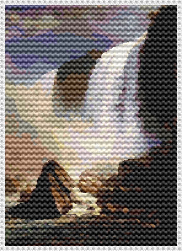 Falls of Niagara From Below Counted Cross Stitch Pattern Albert Bierstadt