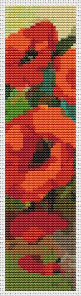 Poppies Bookmark Counted Cross Stitch Pattern William Jabez Muckley