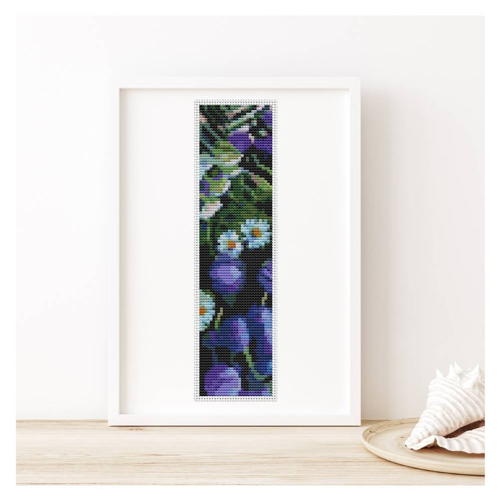 Bouquet of Purple Flowers Bookmark Cross Stitch Pattern Boris Kustodiev