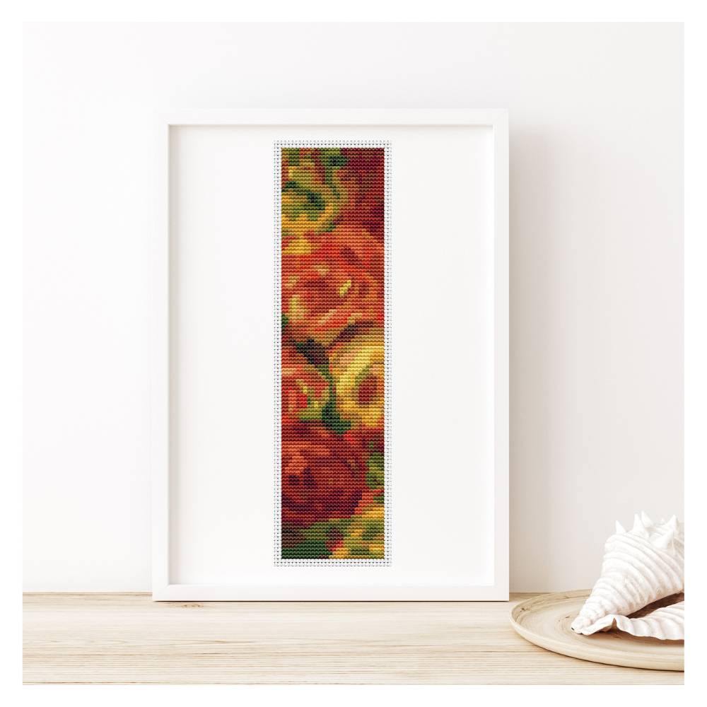 Armful of Roses Bookmark Counted Cross Stitch Pattern Pierre-Auguste Renoir