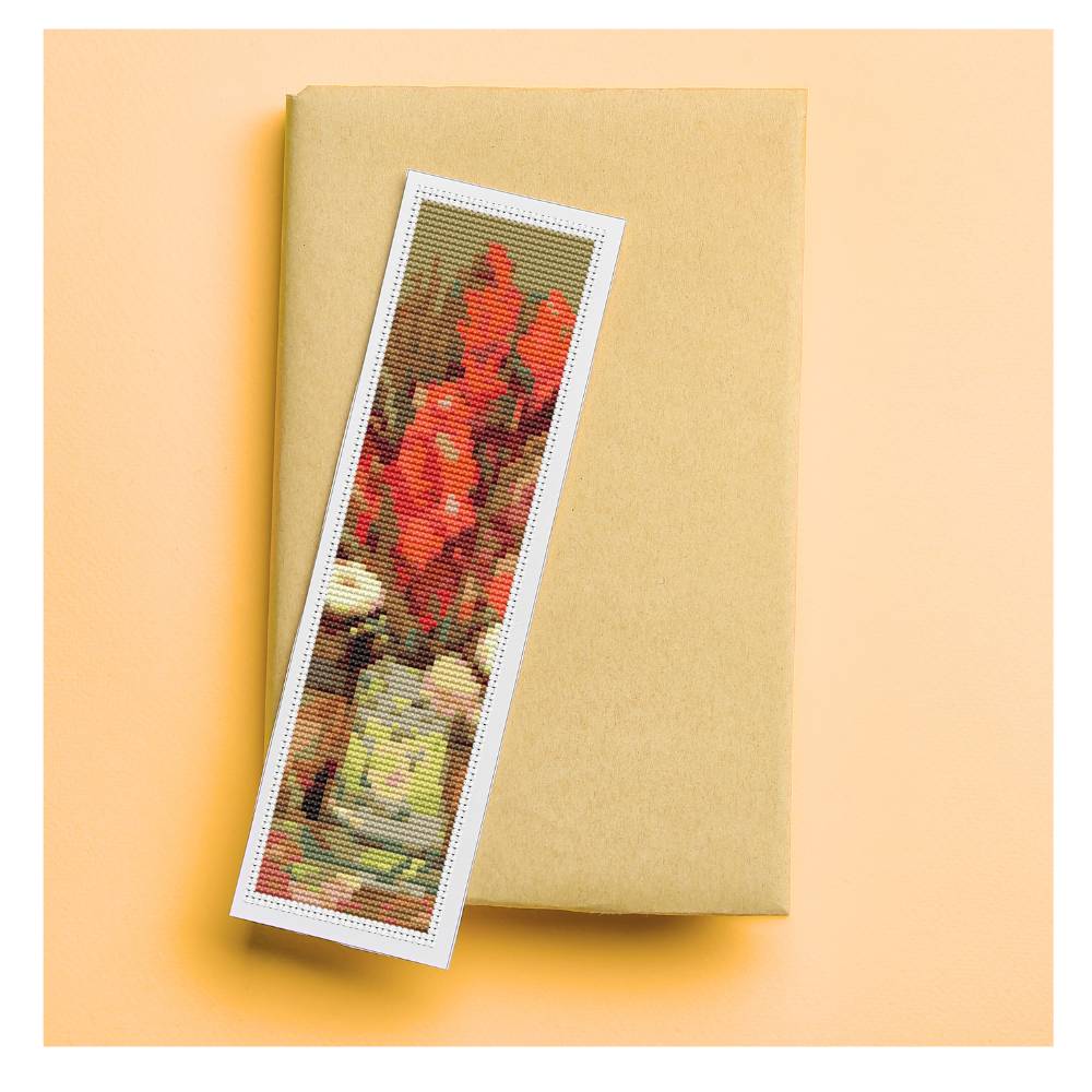 Vase with Red Gladioli Bookmark Counted Cross Stitch Kit Vincent van Gogh