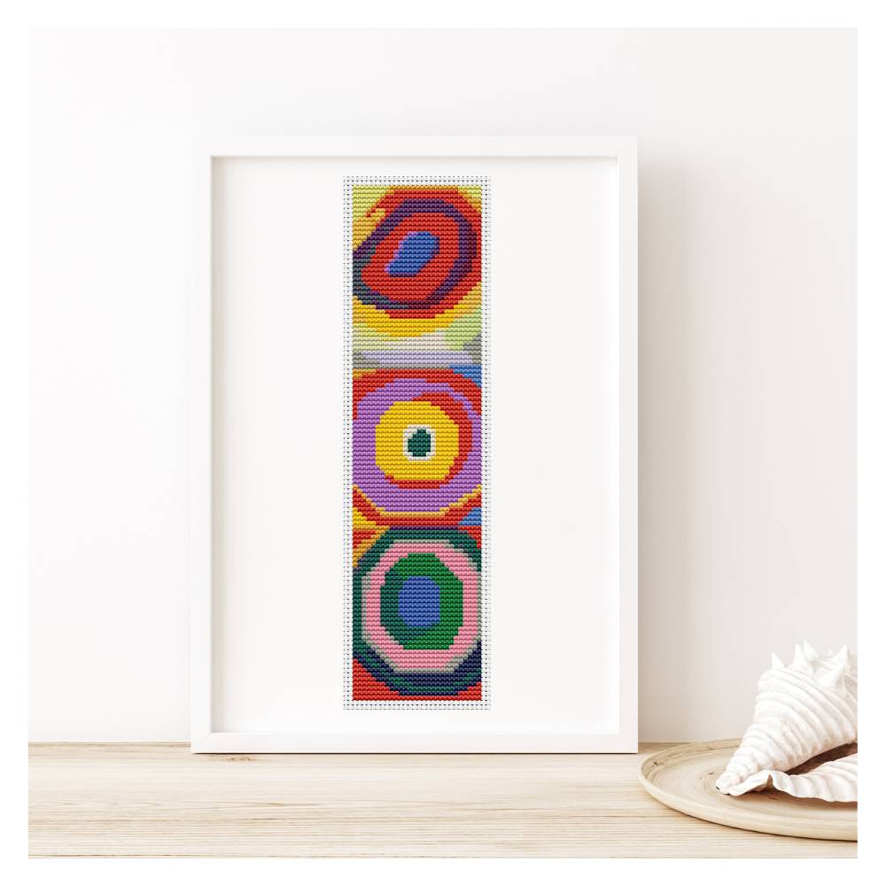 Squares with Concentric Circles Bookmark Counted Cross Stitch Pattern Wassily Kandinsky