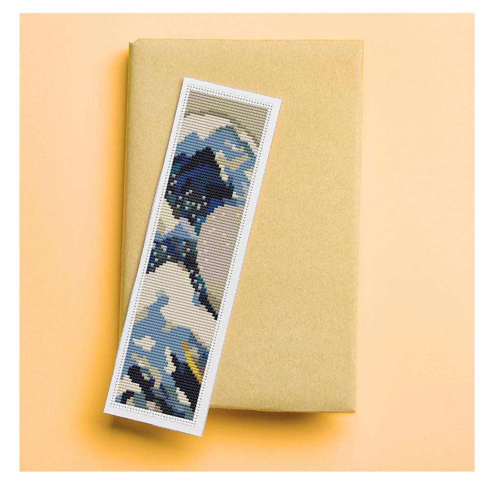 The Great Wave off Kanagawa Bookmark Counted Cross Stitch Pattern Katsushika Hokusai