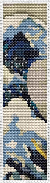 The Great Wave off Kanagawa Bookmark Counted Cross Stitch Pattern Katsushika Hokusai