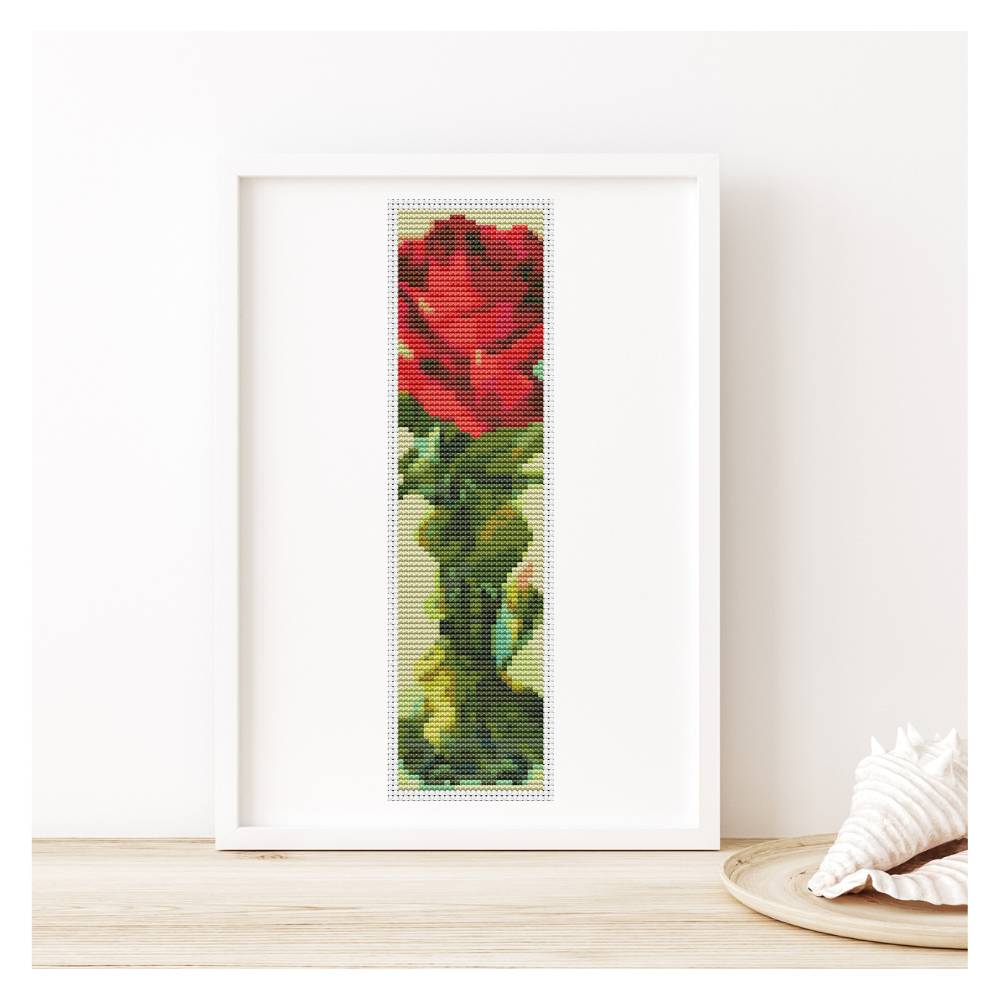 Red Rose Bookmark Counted Cross Stitch Pattern Catherine Klein