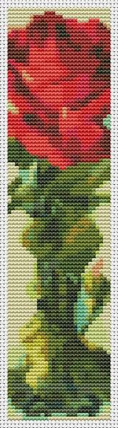 Red Rose Bookmark Counted Cross Stitch Kit Catherine Klein