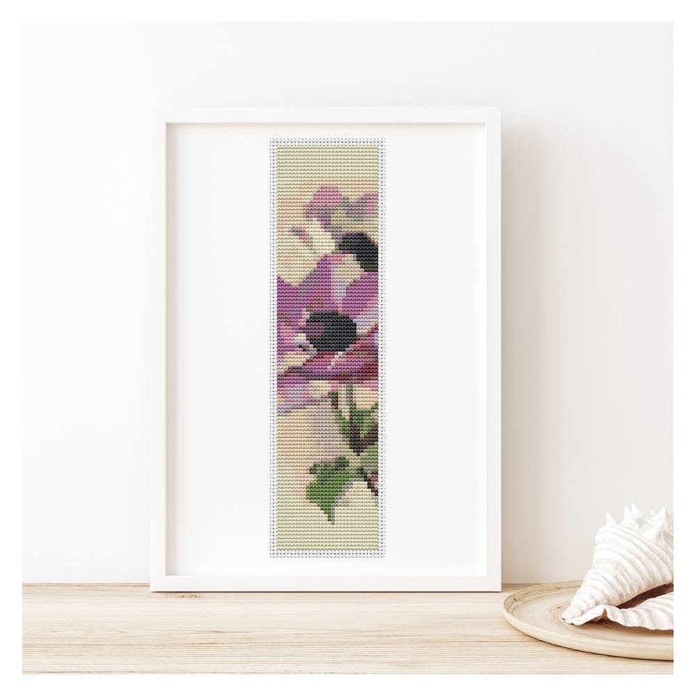 Purple Flowers Bookmark Counted Cross Stitch Pattern Catherine Klein