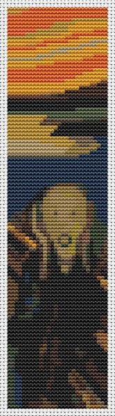 The Scream Bookmark Counted Cross Stitch Pattern Edvard Munch