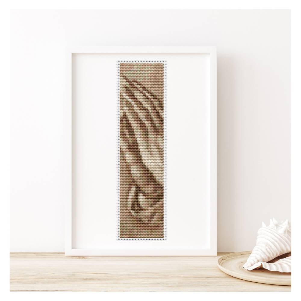 Praying Hands In Sepia Bookmark Counted Cross Stitch Pattern Albrecht Durer