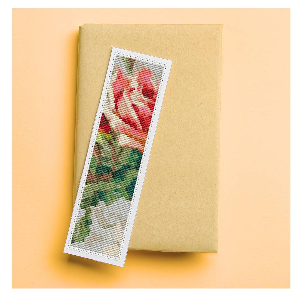 Lush Pink Rose Bookmark Counted Cross Stitch Kit Catherine Klein