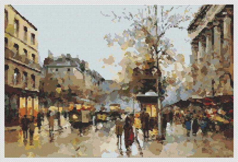 Flower Market Counted Cross Stitch Pattern Antoine Blanchard