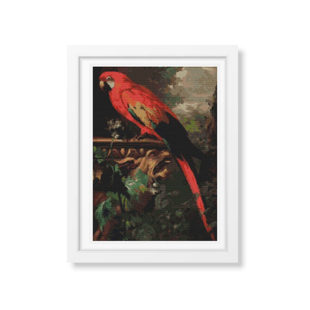 A Scarlet Macaw in a Landscape Counted Cross Stitch Pattern Jakob Bogdany