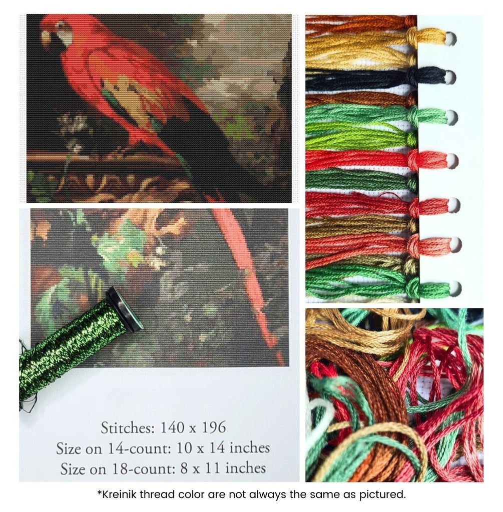 A Scarlet Macaw in a Landscape Counted Cross Stitch Kit Jakob Bogdany