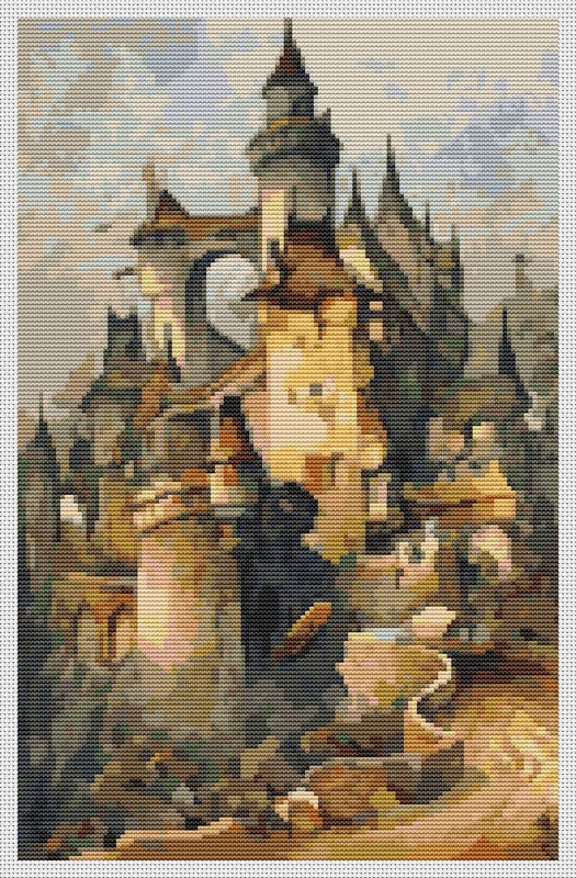 Romantic Castle Counted Cross Stitch Pattern Hanns Bolz