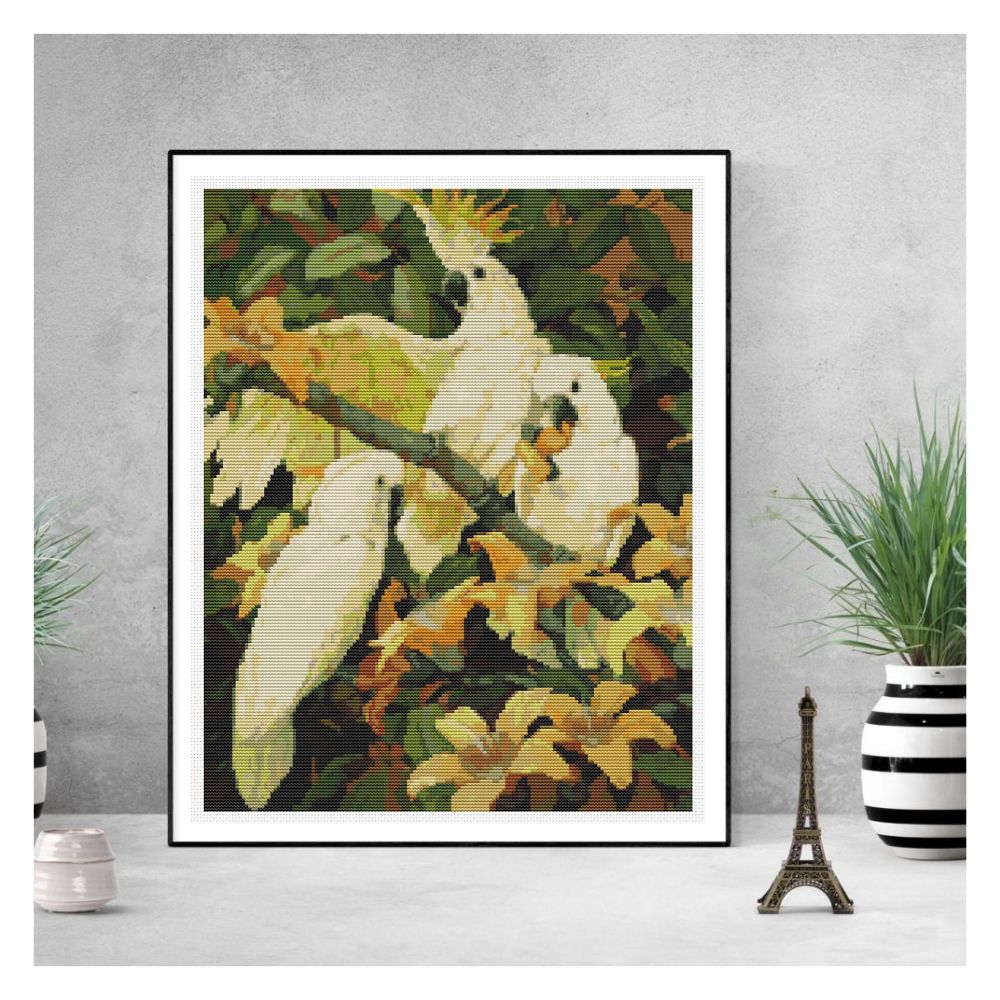 Sulphur Crested Cockatoos Counted Cross Stitch Kit Jessie Arms Botke