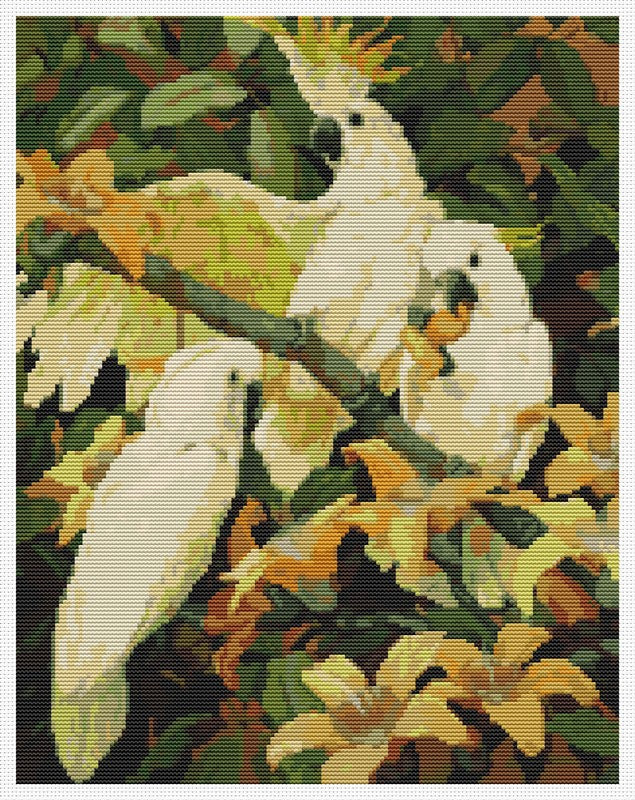 Sulphur Crested Cockatoos Counted Cross Stitch Pattern Jessie Arms Botke