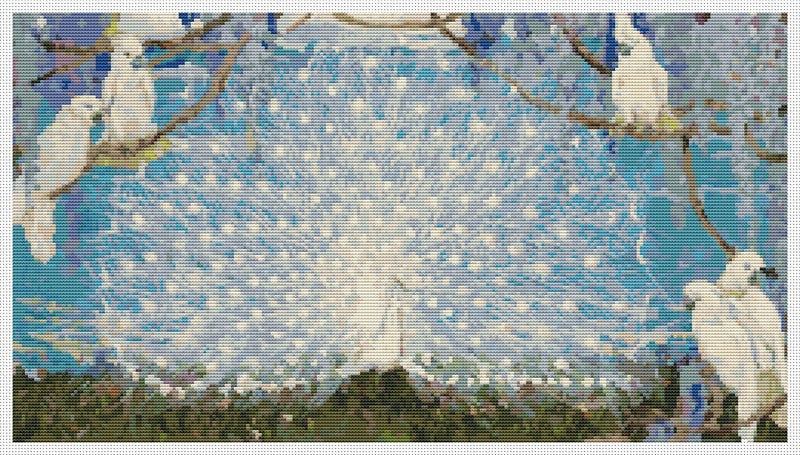 Peacock and Cockatoos Counted Cross Stitch Kit Jessie Arms Botke