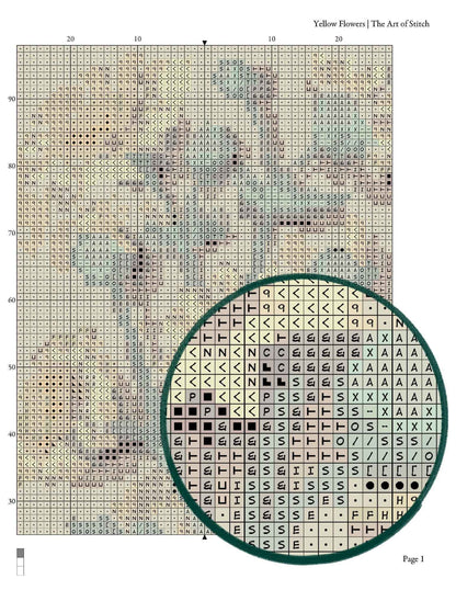 Yellow Flowers Cross Stitch Kit - Premium Cross Stitch Kit - Jean Bourdichon