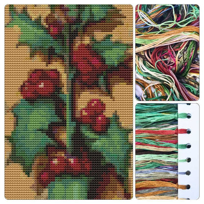 Red Berries Cross Stitch Kit - Premium Cross Stitch Kit - Jean Bourdichon