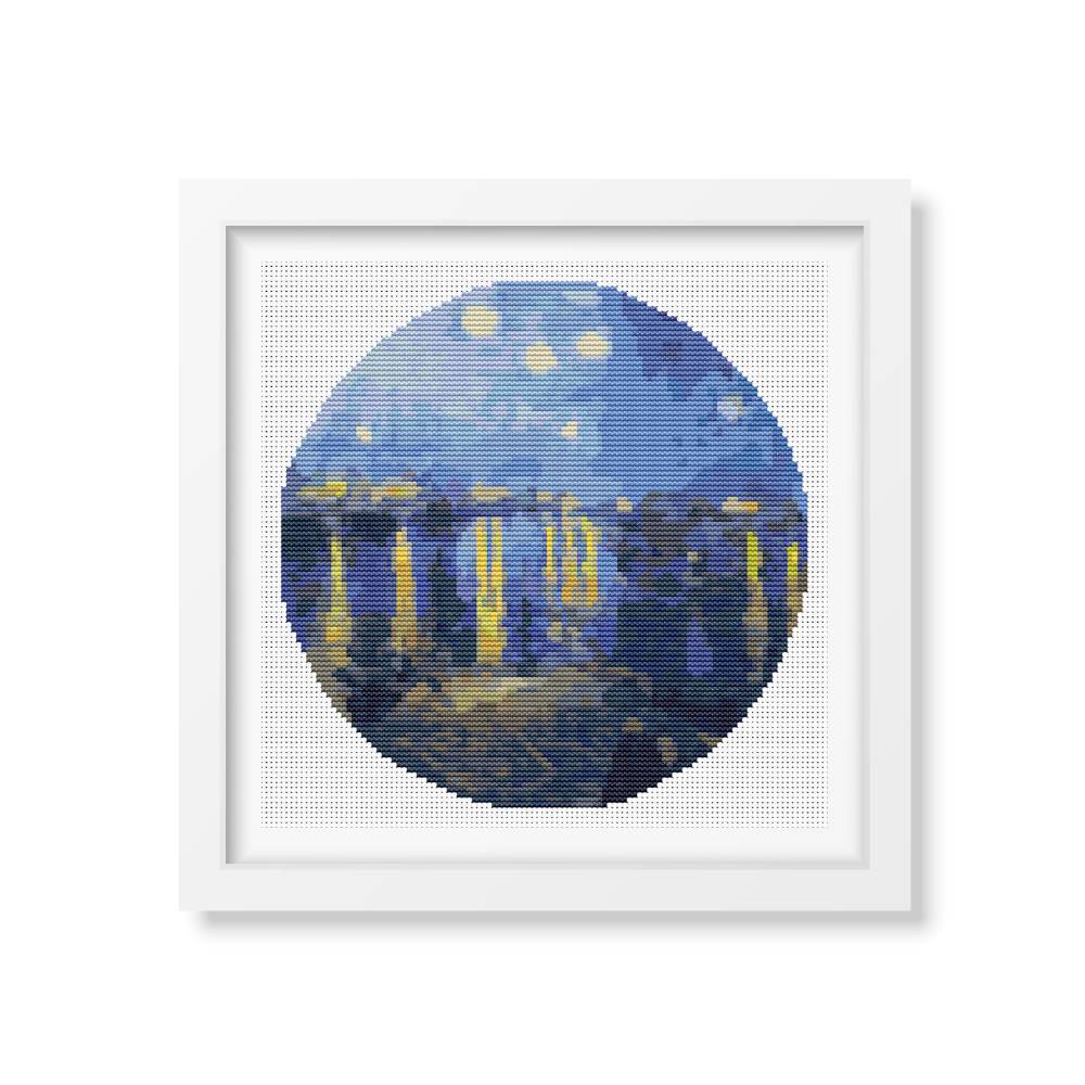 Starry Night over the Rhone Circle Counted Cross Stitch Pattern Vincent Van Gogh