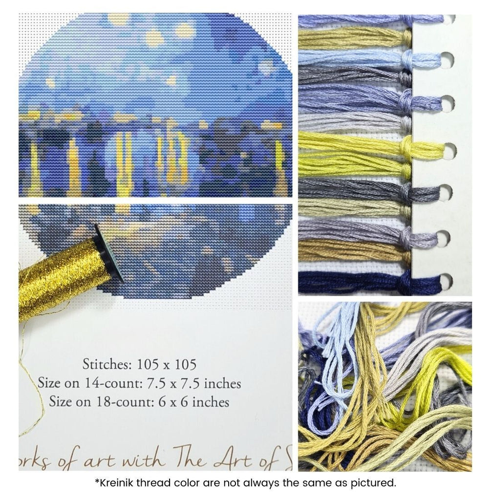 Starry Night over the Rhone Counted Cross Stitch Kit Vincent Van Gogh