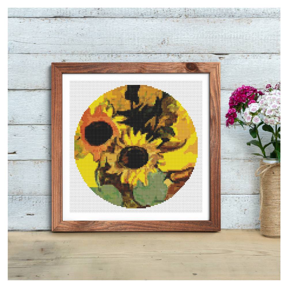 Sunflowers Circle Counted Cross Stitch Pattern Georges Braquethe