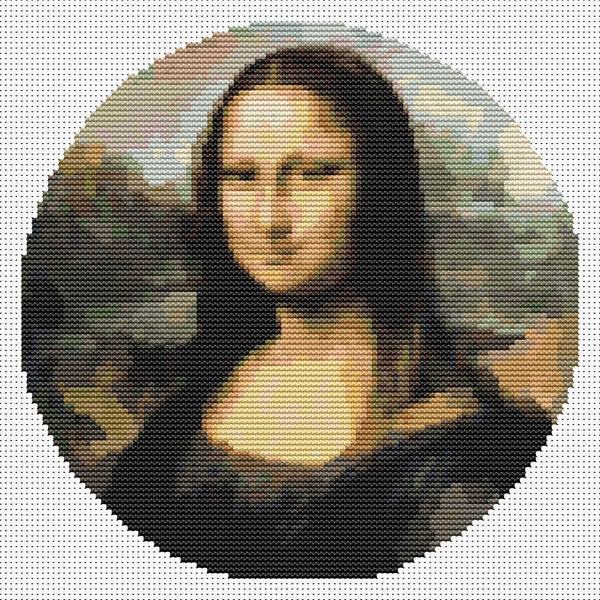 Mona Lisa Circle Counted Cross Stitch Pattern Leonardo da Vinci