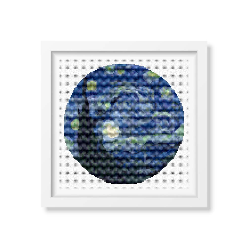 The Starry Night Circle Counted Cross Stitch Pattern Vincent Van Gogh