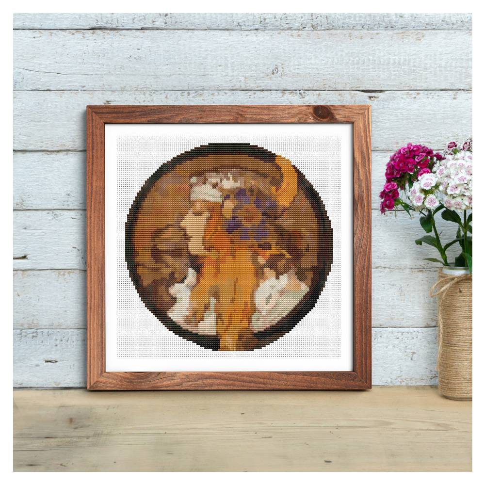 The Blonde Circle Counted Cross Stitch Pattern Alphonse Mucha