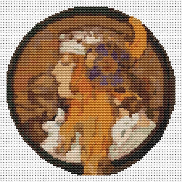 The Blonde Circle Counted Cross Stitch Pattern Alphonse Mucha
