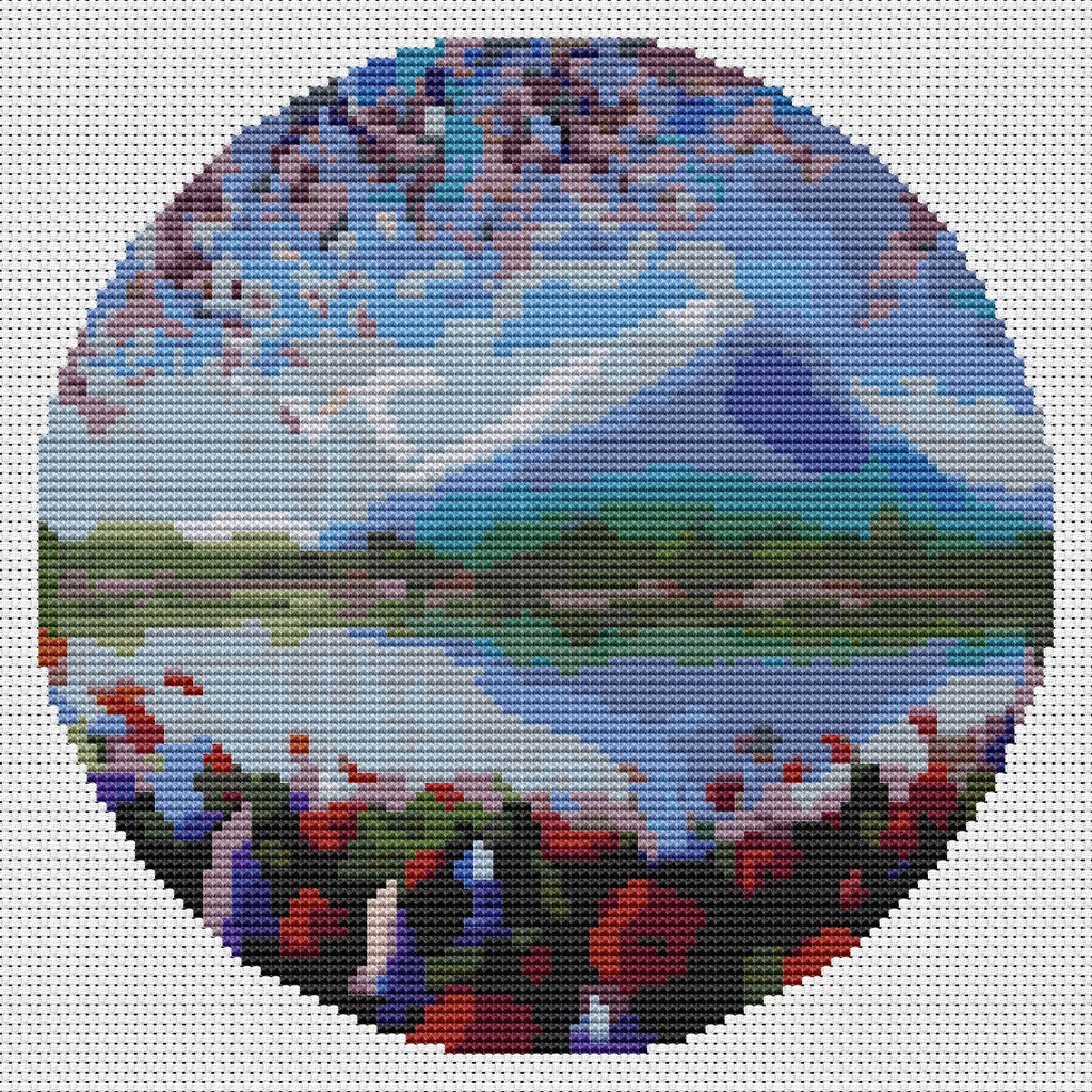 Blue Mountain Circle Counted Cross Stitch Pattern The Art of Stitch
