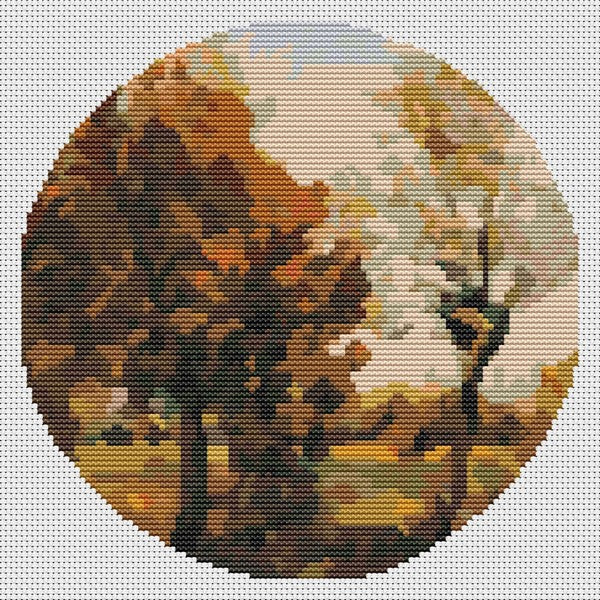 Autumn Landscape with Four Trees Counted Cross Stitch Kit Vincent Van Gogh
